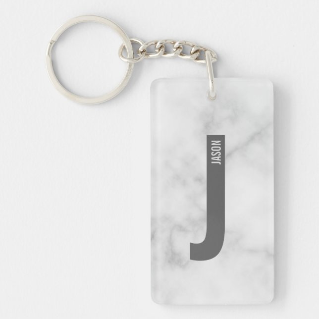 Modernes Personalisiertes Fettmonogramm und Name Schlüsselanhänger (Vorderseite)