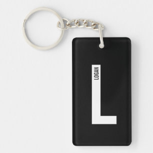 Modernes Personalisiertes Fettmonogramm und Name Schlüsselanhänger