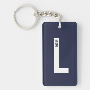 Modernes Personalisiertes Fettmonogramm und Name Schlüsselanhänger