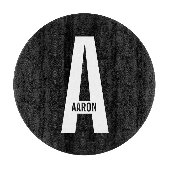 Modernes Personalisiertes Fettmonogramm und Name Schneidebrett (Vorderseite)