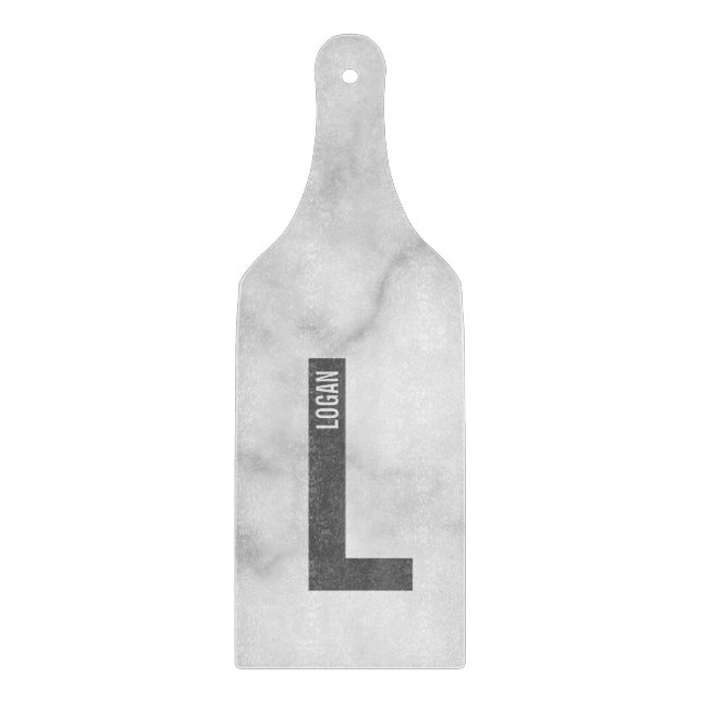 Modernes Personalisiertes Fettmonogramm und Name Schneidebrett (Vorderseite)