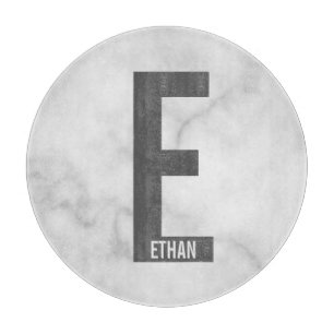 Modernes Personalisiertes Fettmonogramm und Name Schneidebrett