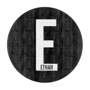 Modernes Personalisiertes Fettmonogramm und Name Schneidebrett