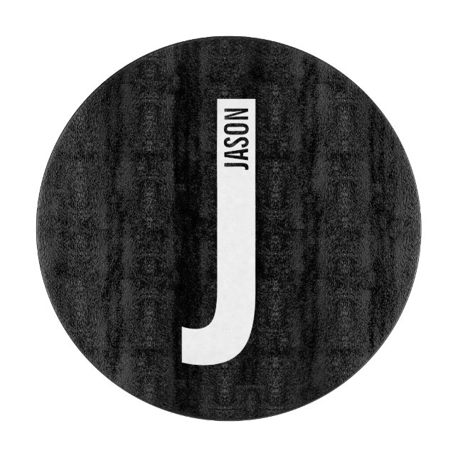 Modernes Personalisiertes Fettmonogramm und Name Schneidebrett (Vorderseite)
