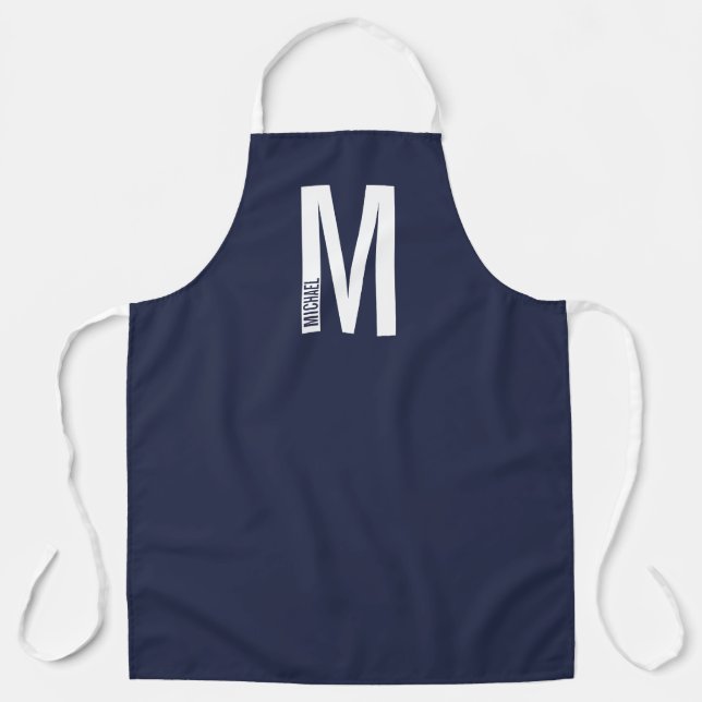 Modernes Personalisiertes Fettmonogramm und Name Schürze (Vorderseite)