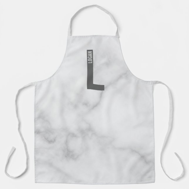 Modernes Personalisiertes Fettmonogramm und Name Schürze (Vorderseite)