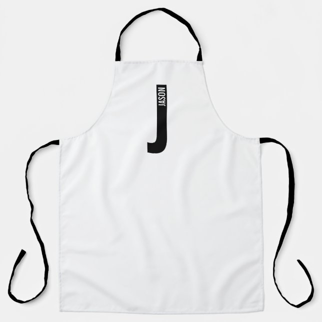 Modernes Personalisiertes Fettmonogramm und Name Schürze (Vorderseite)
