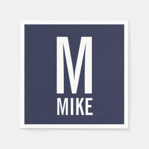 Modernes Personalisiertes Fettmonogramm und Name Serviette