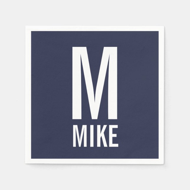 Modernes Personalisiertes Fettmonogramm und Name Serviette (Vorderseite)