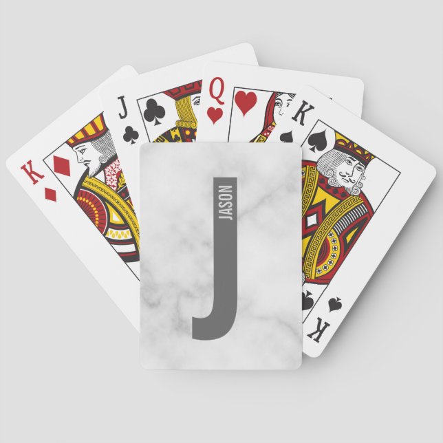 Modernes Personalisiertes Fettmonogramm und Name Spielkarten (Rückseite)