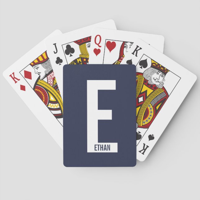 Modernes Personalisiertes Fettmonogramm und Name Spielkarten (Rückseite)