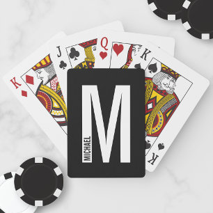 Modernes Personalisiertes Fettmonogramm und Name Spielkarten