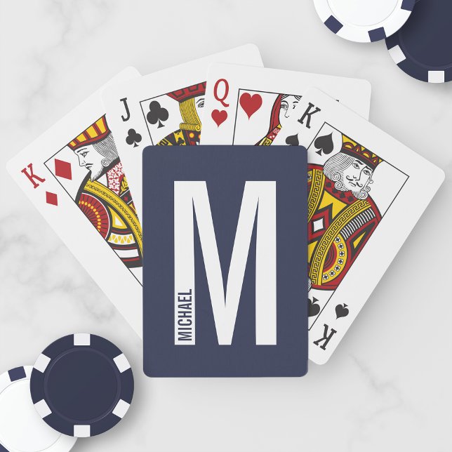 Modernes Personalisiertes Fettmonogramm und Name Spielkarten (Von Creator hochgeladen)