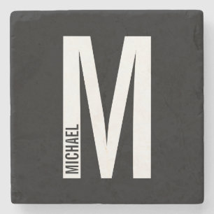 Modernes Personalisiertes Fettmonogramm und Name Steinuntersetzer