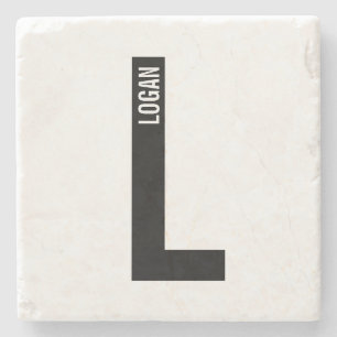 Modernes Personalisiertes Fettmonogramm und Name Steinuntersetzer