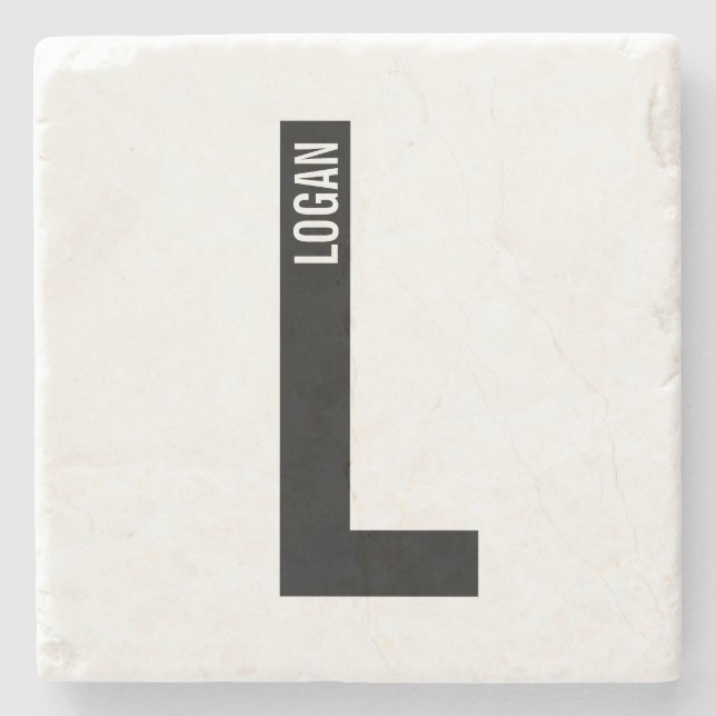 Modernes Personalisiertes Fettmonogramm und Name Steinuntersetzer (Vorderseite)