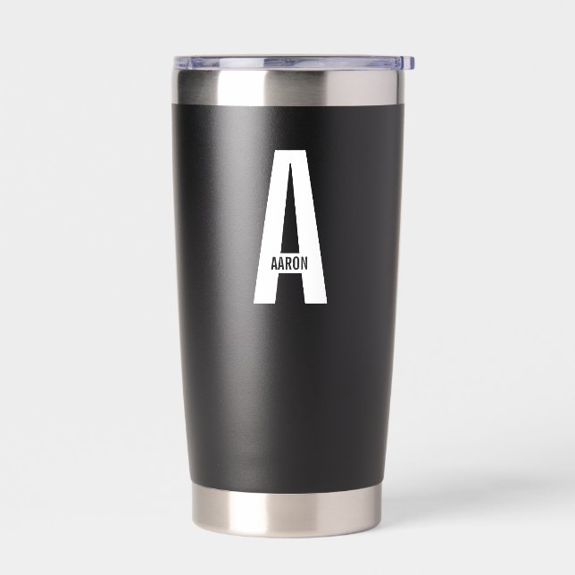 Modernes Personalisiertes Fettmonogramm und Name Thermobecher (Links)