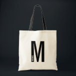 Modernes Personalisiertes Fettmonogramm und Name Tragetasche<br><div class="desc">Modernes Monogram Design mit personalisiertem Monogramm-Buchstaben "M" und Namen im modernen fett formatierten Sans Serif Schriftart Stil.</div>