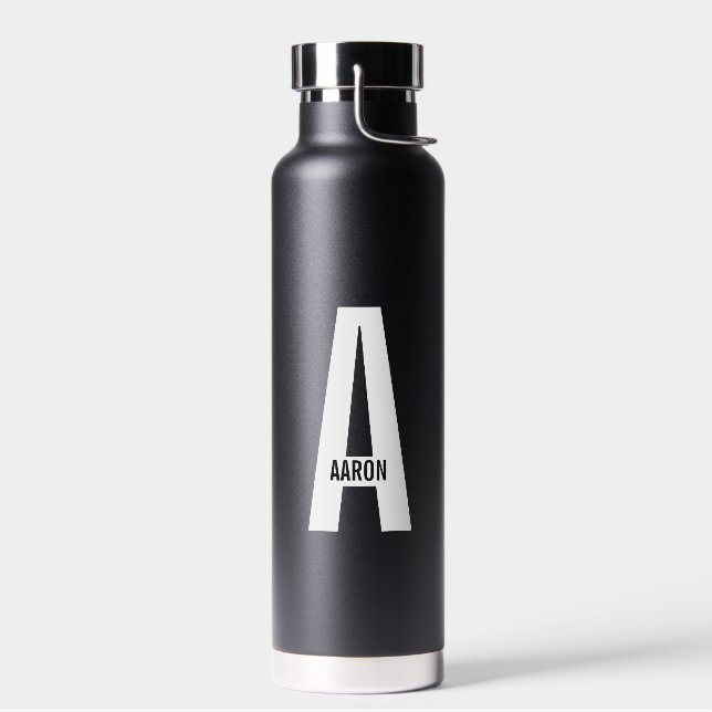 Modernes Personalisiertes Fettmonogramm und Name Trinkflasche (Links)