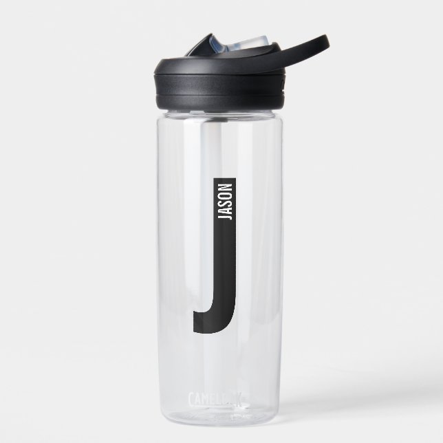 Modernes Personalisiertes Fettmonogramm und Name Trinkflasche (Links)