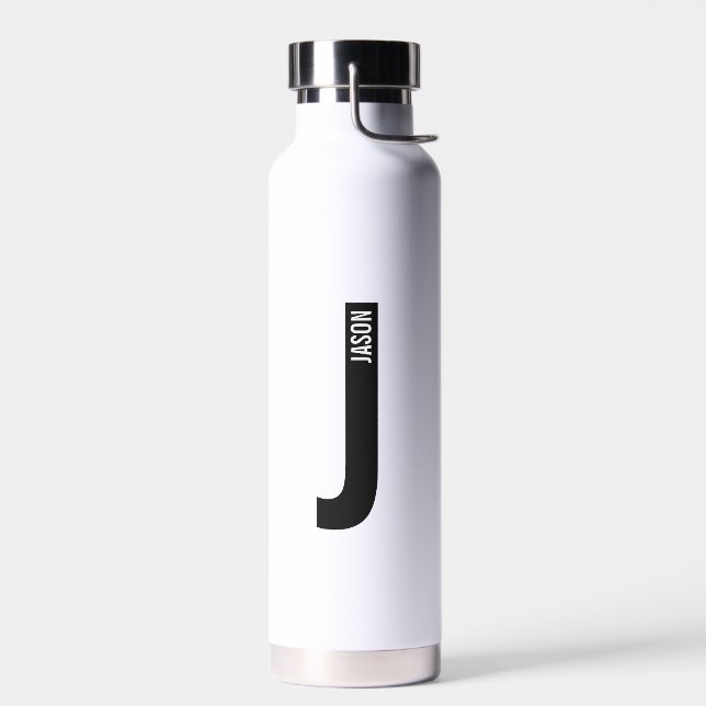 Modernes Personalisiertes Fettmonogramm und Name Trinkflasche (Links)