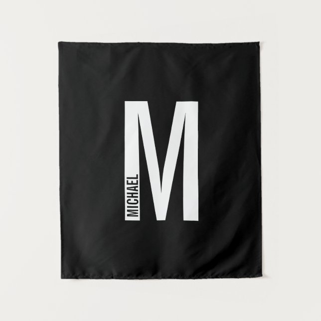 Modernes Personalisiertes Fettmonogramm und Name Wandteppich (Vorderseite)
