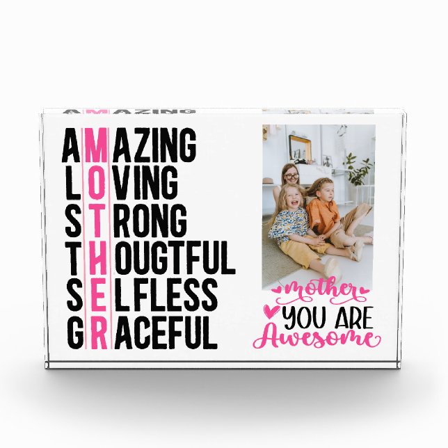 Modernes Personalisiertes Foto-Rahmengeschenk, Mut Fotoblock (Vorderseite)