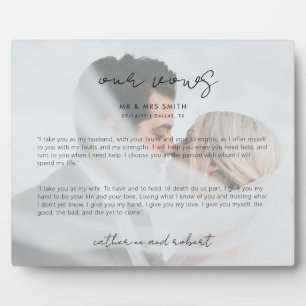 Modernes Personalisiertes Foto Wedding Vows Plaque Fotoplatte