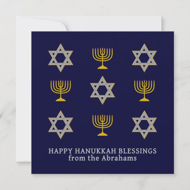 Modernes Personalisiertes Glück Hanukkah Feiertagskarte (Vorderseite)