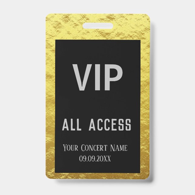 Modernes Personalisiertes Gold Black VIP Access Ab Ausweis (Vorderseite)