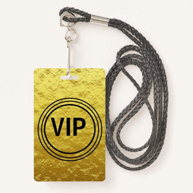 Modernes Personalisiertes Gold VIP All Access Konz Ausweis (Vorderseite mit Schlüsselband)