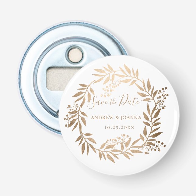 Modernes Personalisiertes Goldmonogramm Flaschenöffner (Vorderseite)