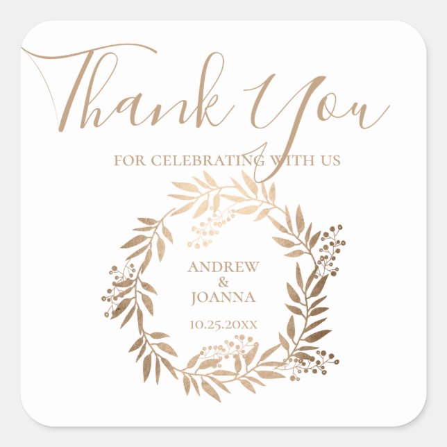 Modernes Personalisiertes Goldmonogramm Quadratischer Aufkleber (Vorderseite)