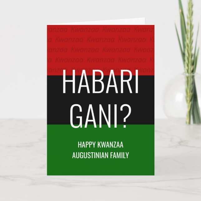Modernes Personalisiertes HABARI GANI Kwanzaa Feiertagskarte (Vorderseite)