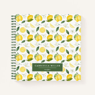 Modernes Personalisiertes Lemon-Muster-Rezept-Note Notizbuch