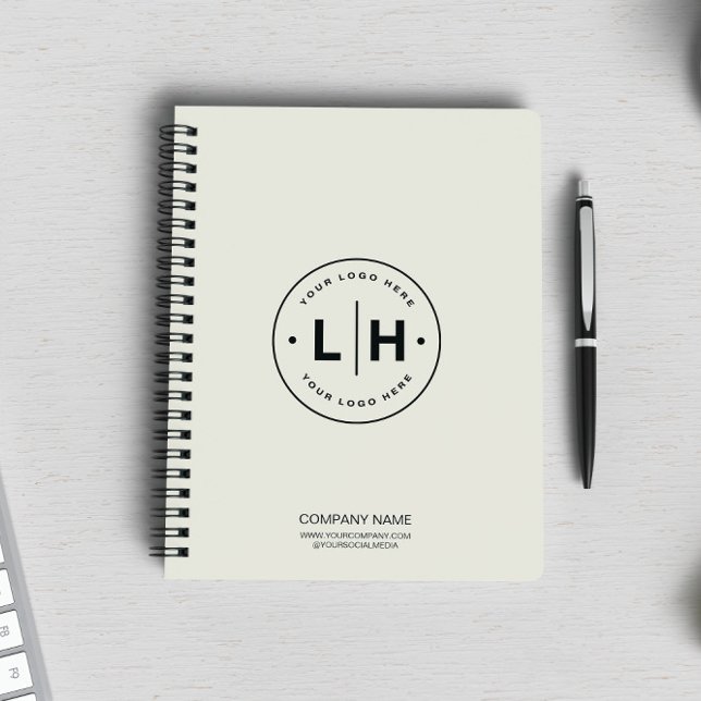 Modernes Personalisiertes Logo-Geschäft Notizblock (Modern Minimal Custom Business Logo Neutral Tone Notebook by MINTIC DESIGN STUDIO)