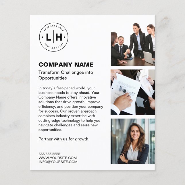 Modernes Personalisiertes Logo-White Business Flyer (Vorne)