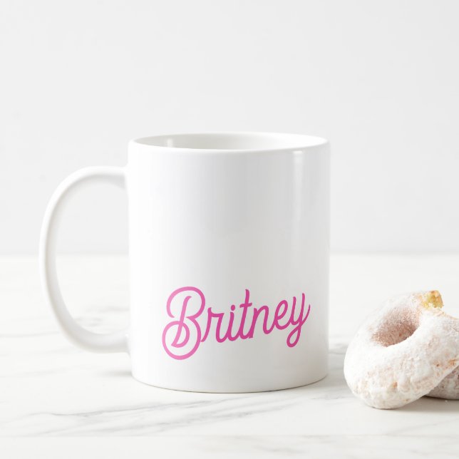 Modernes, Personalisiertes Monogramm mit Hot Pink  Kaffeetasse (Mit Donut)