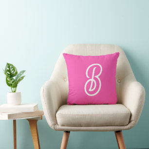 Modernes, Personalisiertes Monogramm mit Hot Pink  Kissen