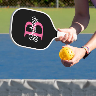 Modernes, Personalisiertes Monogramm mit Hot Pink Pickleball Schläger