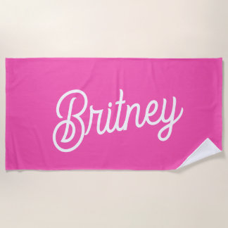 Modernes, Personalisiertes Monogramm mit Hot Pink Strandtuch