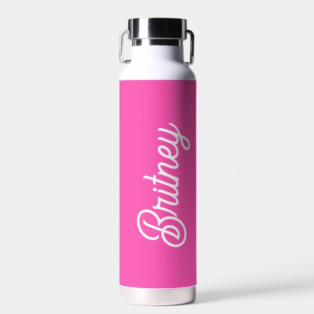 Modernes, Personalisiertes Monogramm mit Hot Pink  Trinkflasche (Vorne)