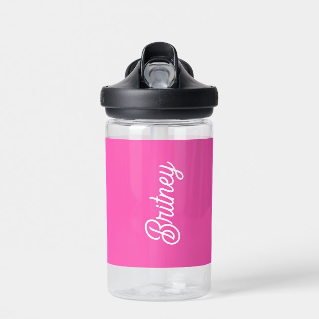 Modernes, Personalisiertes Monogramm mit Hot Pink  Trinkflasche (Vorne)