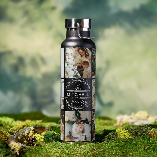 Modernes, Personalisiertes Monogramm- und Fotoleit Trinkflasche (Außenbereich)