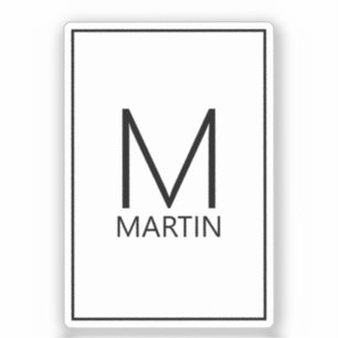 Modernes Personalisiertes Monogramm und Name Aufkleber