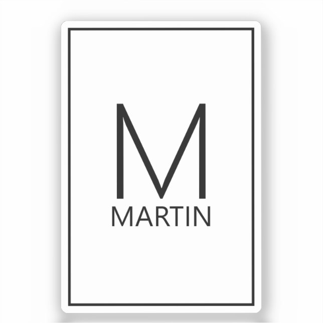 Modernes Personalisiertes Monogramm und Name Aufkleber (Vorderseite)