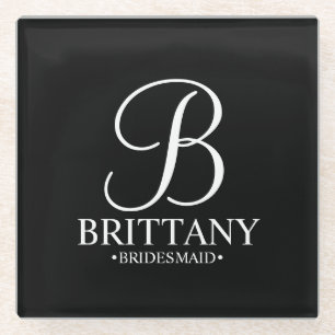 Modernes Personalisiertes Monogramm und Name Bride Glasuntersetzer