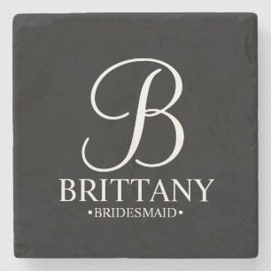 Modernes Personalisiertes Monogramm und Name Bride Steinuntersetzer