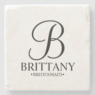 Modernes Personalisiertes Monogramm und Name Bride Steinuntersetzer