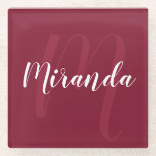 Modernes Personalisiertes Monogramm und Name Burgu Glasuntersetzer